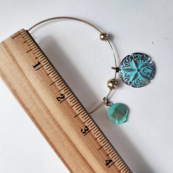 Starfish & Shell Charm Adjustable Charm Bracelet Bangle, Blue / Silver - Picture 6 of 9